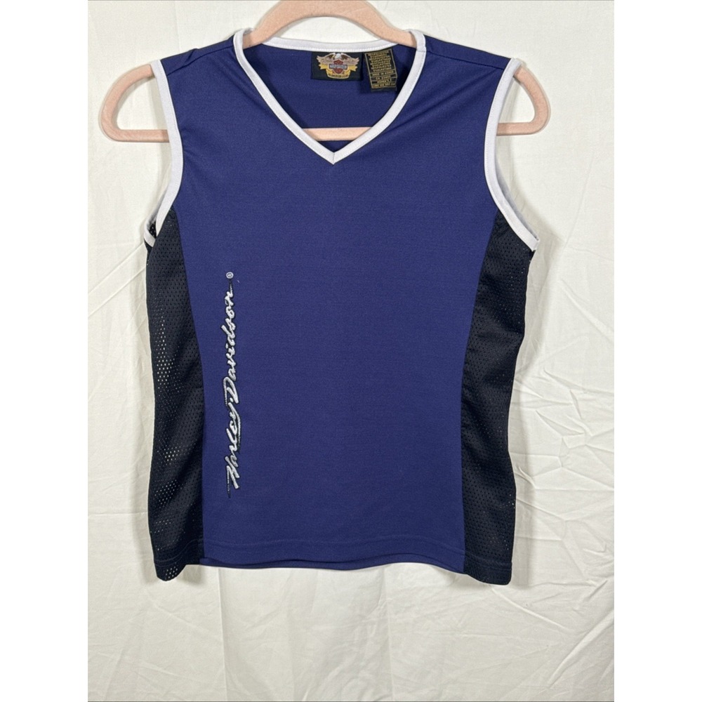 Harley Davidson Womens‎ Small purple black sleeveless V neck top polyester